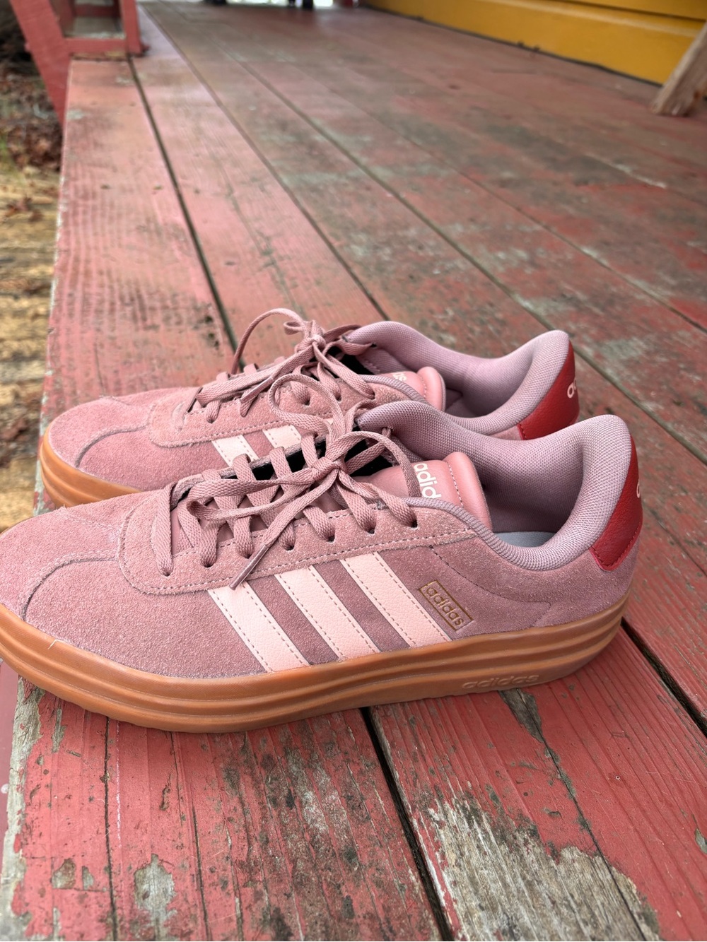 adidas Women’s Dusty Pink Suede Platform Sneakers